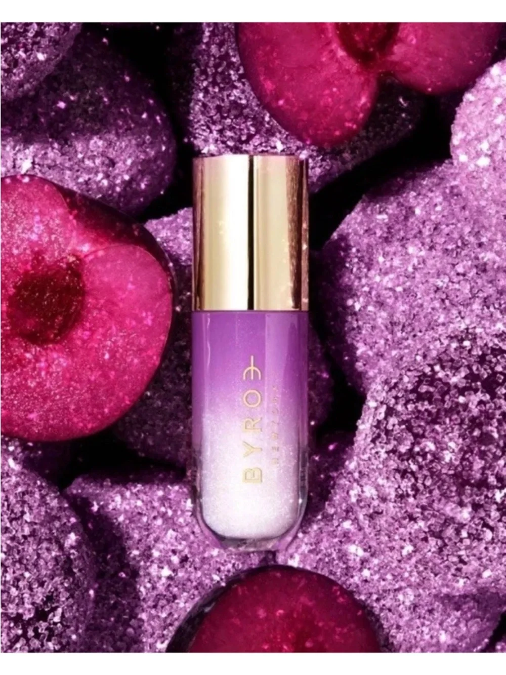 NIB ROE Sugar Plum Shimmer Lip Oil - Plum Purple with Gold Cap